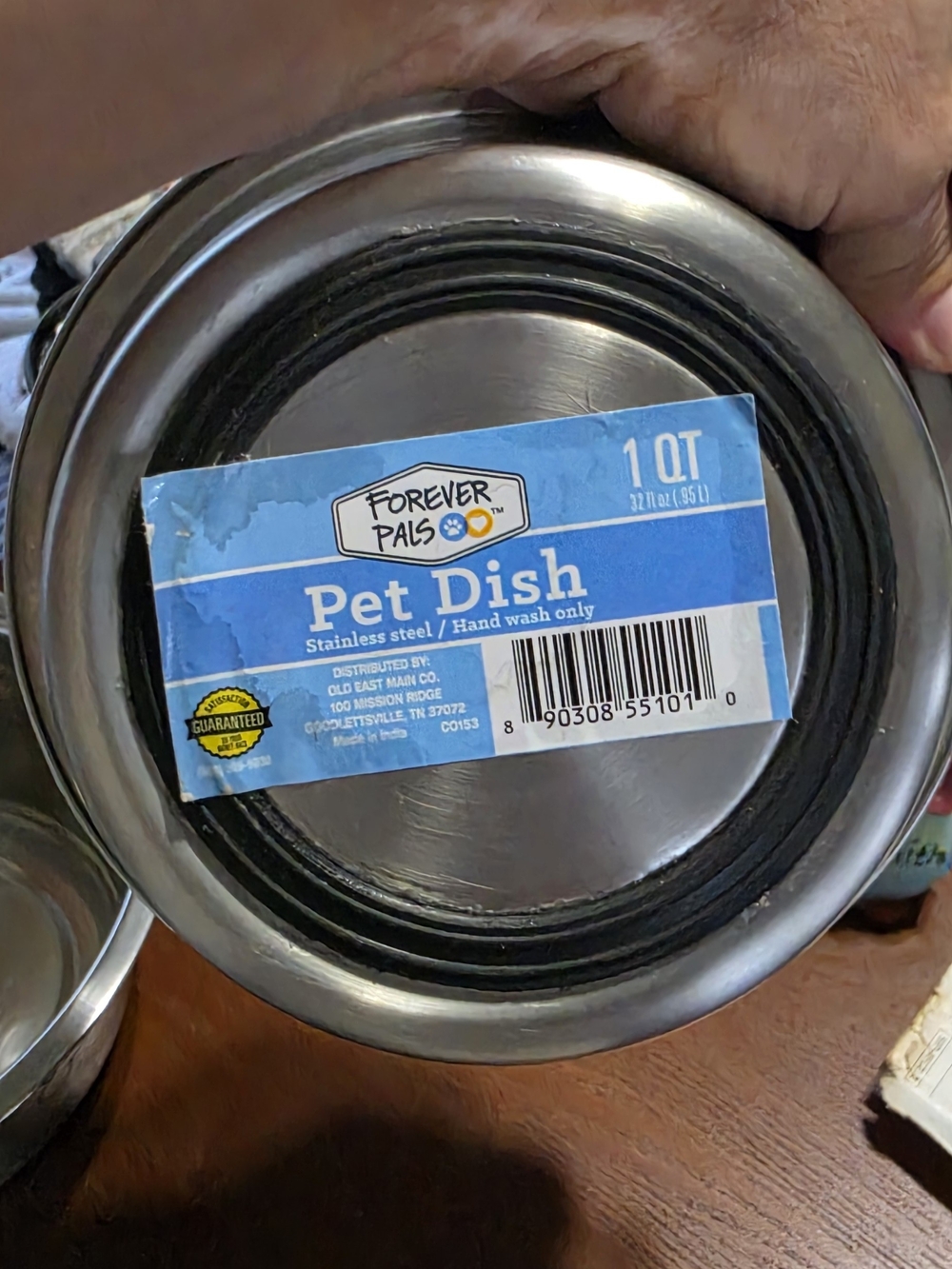 Forever Pals Stainless Steel Pet Dish - Silver with Blue Label